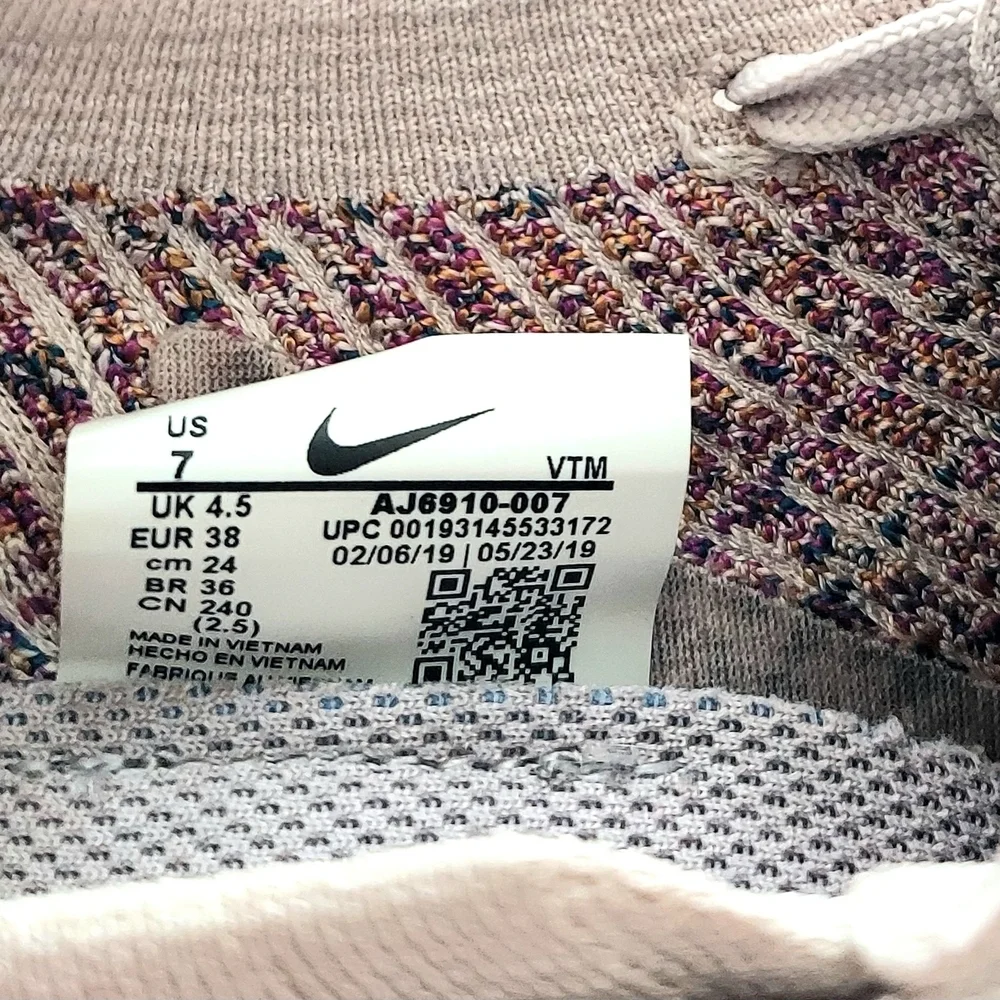 Nike Women’s Beige/Pink Flyknit 3 VaporMax In Desert Sand Vivid Purple Size 7